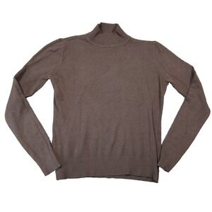 Cider Mock Turtleneck Sweater Womens S Brown Ribbed Stretch Cozy Chic Minimalist